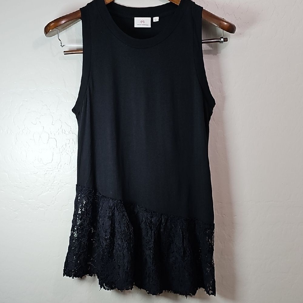 AG Adriano Goldschmied Midnight Drop Waist Lace Hem Tank Top 100171